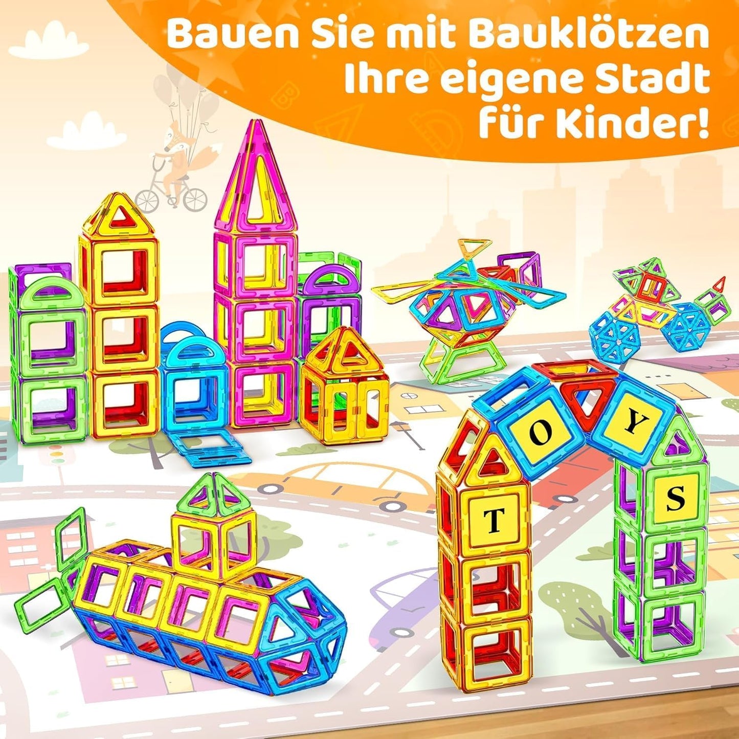 SKY-TOUCH 120 PCS Magnetic Building Blocks Set, Construction Magnetic Building Blocks Magnetic Toy Magnets Children Magnetic Game for Gift from 3+ Years Boys Girls, Educational Gift