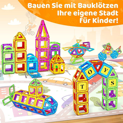 SKY-TOUCH 120 PCS Magnetic Building Blocks Set, Construction Magnetic Building Blocks Magnetic Toy Magnets Children Magnetic Game for Gift from 3+ Years Boys Girls, Educational Gift