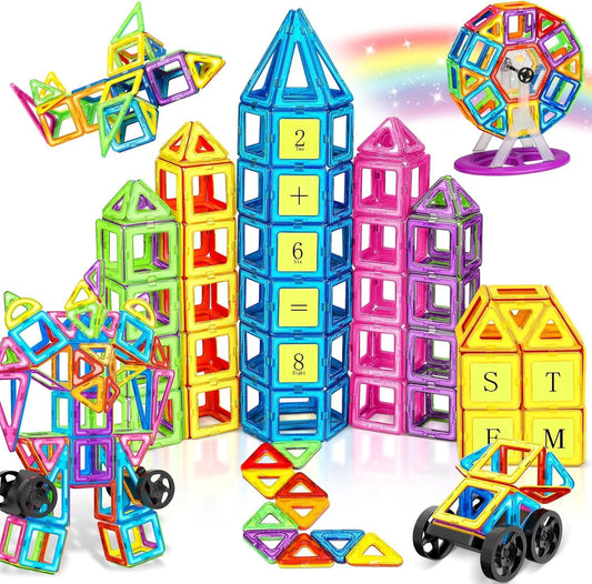 SKY-TOUCH 120 PCS Magnetic Building Blocks Set, Construction Magnetic Building Blocks Magnetic Toy Magnets Children Magnetic Game for Gift from 3+ Years Boys Girls, Educational Gift
