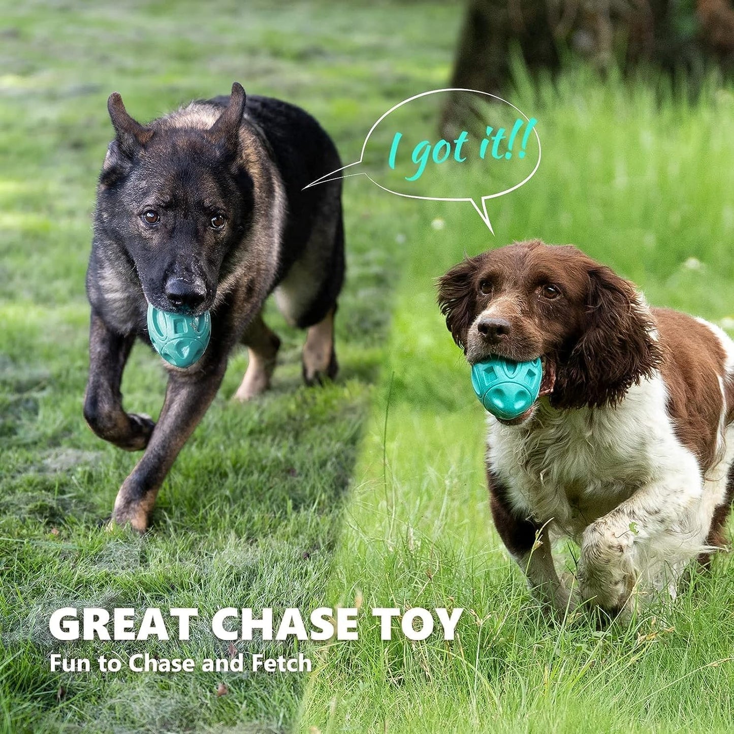 SKY-TOUCH Dog Toy Balls, Rubber Puppy Chew Ball with Squeaker, Interactive Rugby Dog Toys, Fetch Toys for moderately Aggressive chewers Durable & Tough for Medium Large Breed Dogs