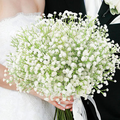 SKY-TOUCH 6 Pcs Artificial Baby Breath Gypsophila Flowers Bouquets Realistic-Looking Artificial Plants Suitable For Offices Indoor Outdoor Weddings DIY Party Centerpieces And Decorations (White)