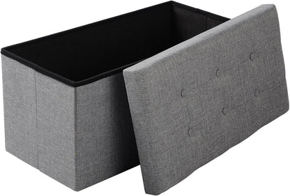 SKY-TOUCH Ottoman Seat Storage Stool, Folding Storage Ottoman Cube, Space-Saving Cube Footrest Seat for Bedroom, Hallway, Living Room,Light Grey,76 * 38 * 38cm(Capacity 150KG) 1 pack
