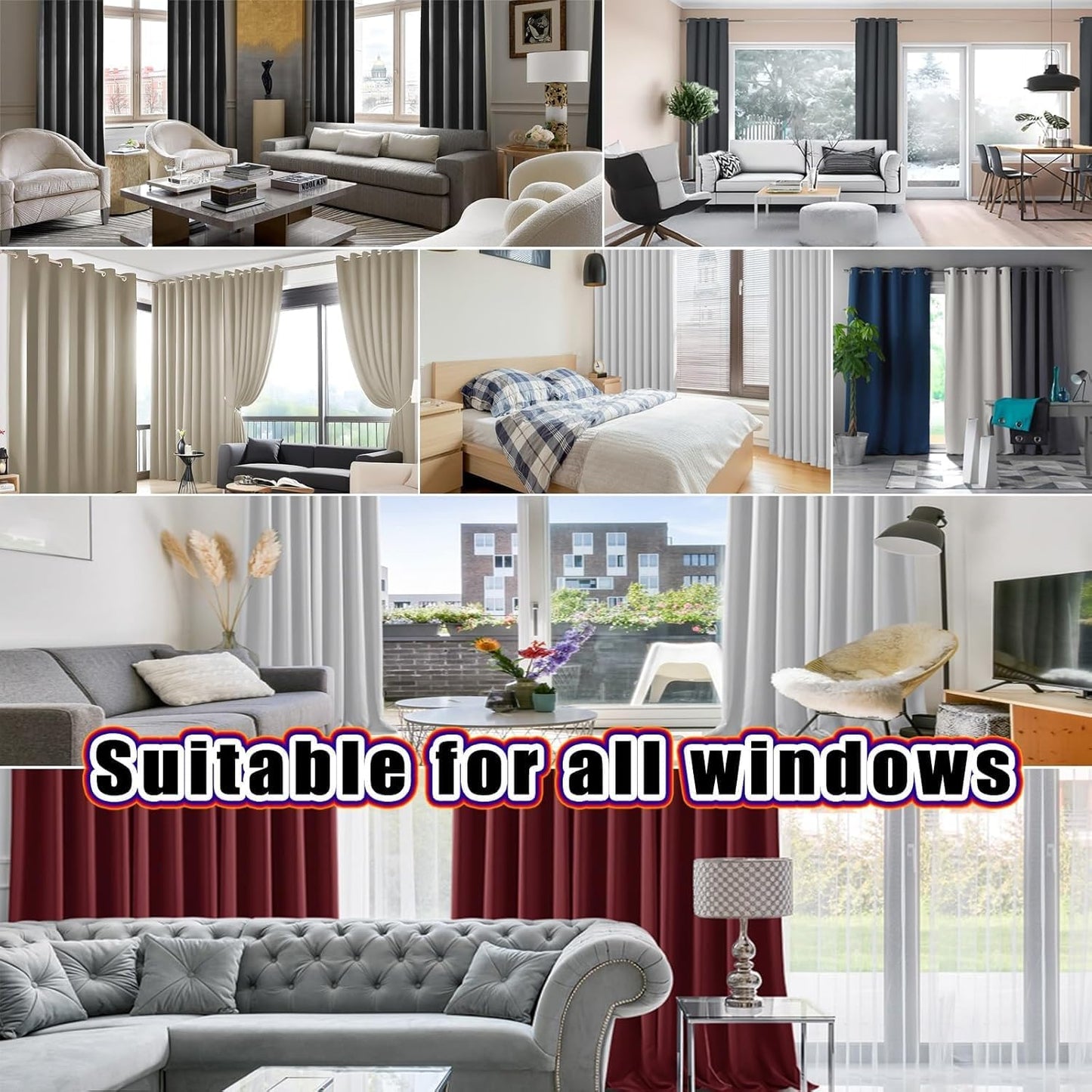 SKY-TOUCH 1 pair Thermal Insulated Blackout Curtain,Blackout Curtain with Eyelet Top,Heat Retention Energy Saving, Fashion Decoration, Blocks UV Rays Cloth for Living Room,Bedroom,130*213cm,Dark Gray