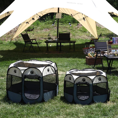 SKY-TOUCH Pet Playpen Portable Dog Pen Foldable Pop Up Cat Play Pen, Oxford Fabric Soft Dog Crate Cage Puppy Pen for Indoors Outdoor Travel,Folding Tent Whelping Box for Indoor, 82x82x59cm, Grey