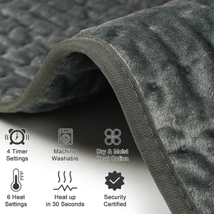 SKY-TOUCH Heating pad, Electric Heat Pad with Automatic Switch-Off and 9 Temperature (35°-75°) Heating pad for Back Neck Shoulder Belly Heating Technology - Machine Washable,30 * 60cm,Grey