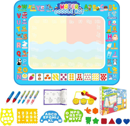 SKY-TOUCH Magic Water Doodle Mat,Extra Large Mess Free Colouring Baby Paint Mat,Aqua Water Doodle Mat,Mess Free Colouring Mat,Toddler Toys for 2 3 4 5 Year Old Boys Girls,100 * 80cm