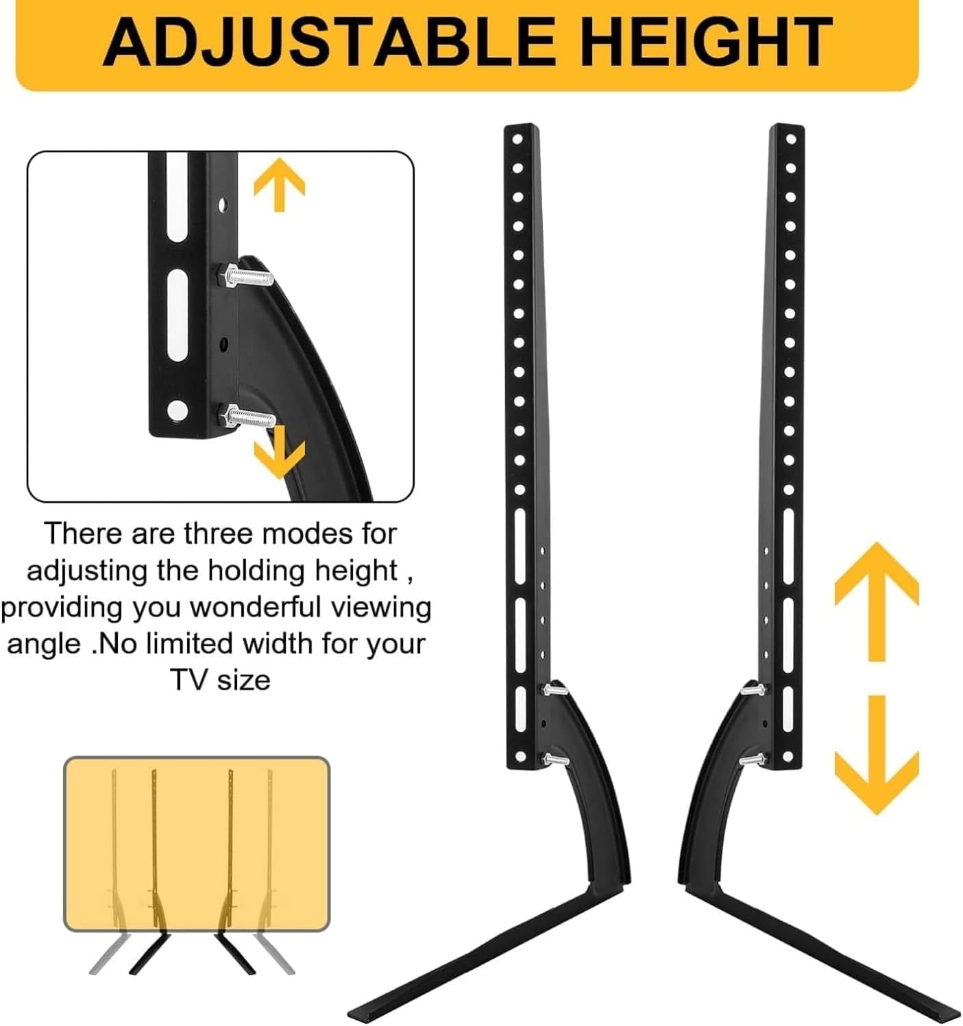 SKY-TOUCH Universal Tabletop TV Stand for 37-75" LCD LED Flat Screen TV Height Adjustable with VESA 200x200mm to 500x500mm Max Holds 55kg