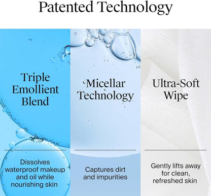 SKY-TOUCH Makeup remover wipes, gentle facial wipes, cleansing wipes, suitable for normal skin type, immediately remove cosmetics and impurities Alcohol Free, 60 Wipes（6 pack）