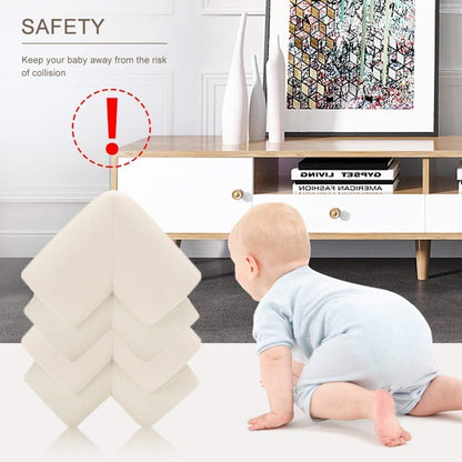 SKY-TOUCH 8 PACK Baby Safety Corner Guard, Hefty-Fit Heavy-Duty Soft NBR Rubber Foam, Furniture Fireplace Safety Bumper Guard, Off-White, with Stick Tape
