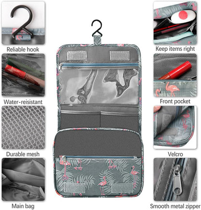 100pcs Travel Hanging Toiletry Wash Bag Waterproof Cosmetic Case Makeup Organiser Organizer Toiletry Storage Box with Adjustable Compartments for for Women Girls Kids (Grey)