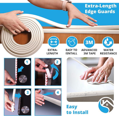 SKY-TOUCH Baby Safety Corner & Edge Protector Set – 4M Foam Cushion Strip for Furniture, Childproof Table & Corner Guards, with Tape (White)