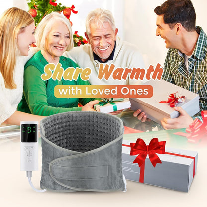 SKY-TOUCH Electric Heating Pad Wrap for Waist & Body, LCD Controller, 9 Heat Levels, 4 Timer Settings, Soft Touch, Fast Heating, Machine Washable - 60x31cm, Ideal for Back, Belly, Legs, & More