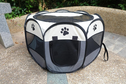 SKY-TOUCH Pet Playpen Portable Dog Pen Foldable Pop Up Cat Play Pen, Oxford Fabric Soft Dog Crate Cage Puppy Pen for Indoors Outdoor Travel,Folding Tent Whelping Box for Indoor, 82x82x59cm, Grey