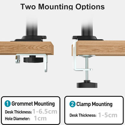 SKY-TOUCH Dual Monitor Stand for 17–32 Inches, Adjustable Gas Spring Dual Arm Mount, Heavy Duty Full Motion Monitor Desk Mount with Clamp & Grommet Base, VESA 75x75/100x100, Holds up to 10kg per Arm