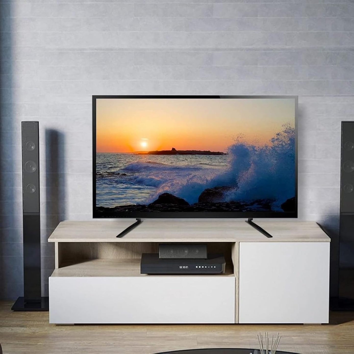 SKY-TOUCH Universal Tabletop TV Stand for 37-75" LCD LED Flat Screen TV Height Adjustable with VESA 200x200mm to 500x500mm Max Holds 55kg