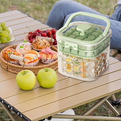 SKY-TOUCH 5L Portable Ice Bucket for Freezer with 56 Grids Mold Tray & Scoop, Large Capacity Clear Refrigerator Ice Cube Storage Bin for Outdoor Camping and BBQ Party (Green)