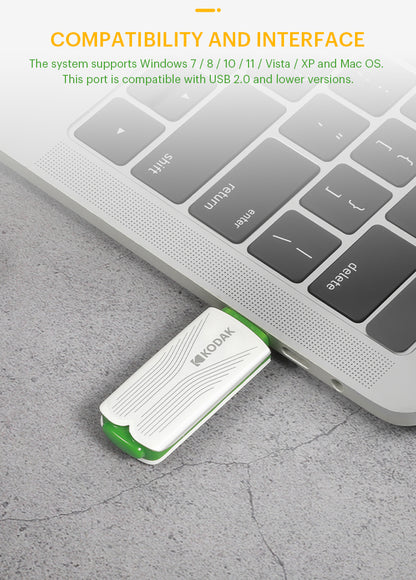 K182 USB 2.0 Flash Drive, Portable U Disk Memory Stick, High-Speed USB2.0 Storage, 16GB/32GB/64GB, with Leather Lanyard for Laptop, PC, File Transfer & Backup, Car, Office