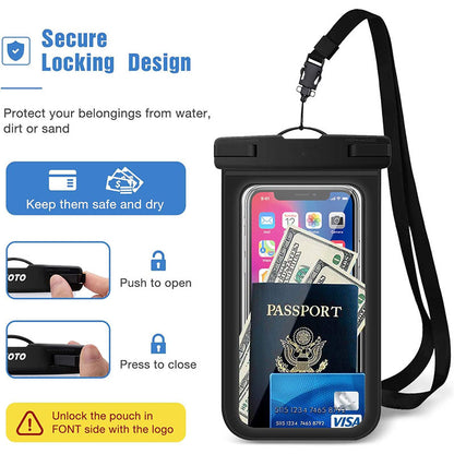 SKY-TOUCH 1 PACK Universal Waterproof Phone Case, with Neck Strap and Touchscreen for Swimming & Outdoor, 7'' Compatible with Mobile Phone, Black