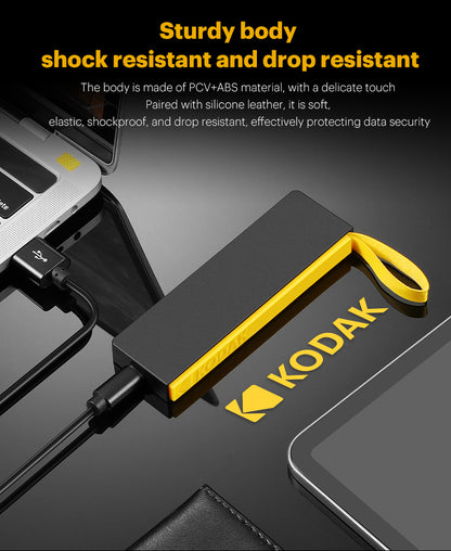 KODAK X106 Portable SSD, 5Gbps High-Speed External Solid State Drive, Up to 500MB/s Read Speed, USB-C Portable Storage with PVC+ABS Shell and Leather Loop for Photos, 4K Videos, Travel and File Backup