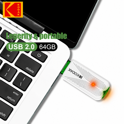 K182 USB 2.0 Flash Drive, Portable U Disk Memory Stick, High-Speed USB2.0 Storage, 16GB/32GB/64GB, with Leather Lanyard for Laptop, PC, File Transfer & Backup, Car, Office