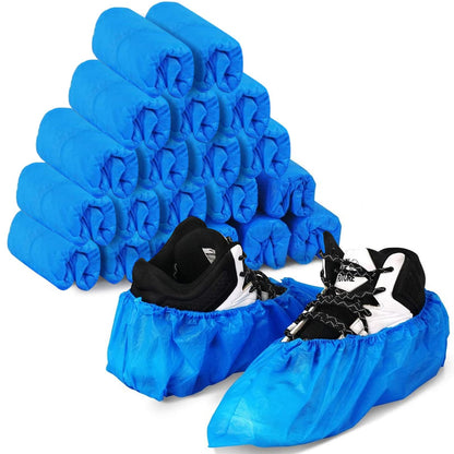 SKY-TOUCH 200 Pack/100 Pair Disposable Shoes Covers Boot Cover Waterproof, Dust-proof, Non-slip Recyclable Shoe Booties, One Size Fit Most, Protect Your Shoes, Carpets and Floors, Blue