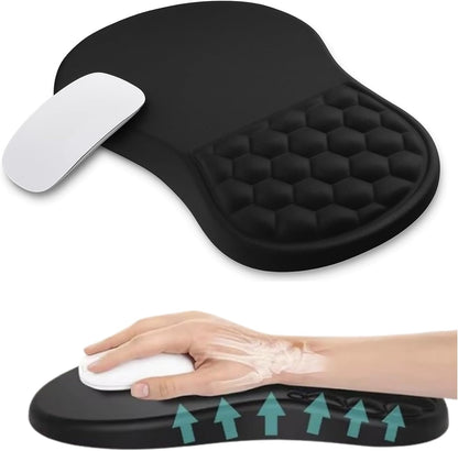 SKY-TOUCH Memory Foam Ergonomic Mouse Pad with Wrist Rest – Bump Massage Design, Non-Slip PU Base, Soft and Comfortable for Wrist Pain Relief, Durable, for Wireless Mouse & Desk (310x210x30mm, Black)