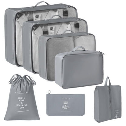 SKY-TOUCH Travel Packing Cubes,Traveling Accessories,Luggage Packing Organizers Set,Waterproof Laundry Bag,Storage Bag for Travel,Breathable Mesh,pack of 7 pieces, Grey