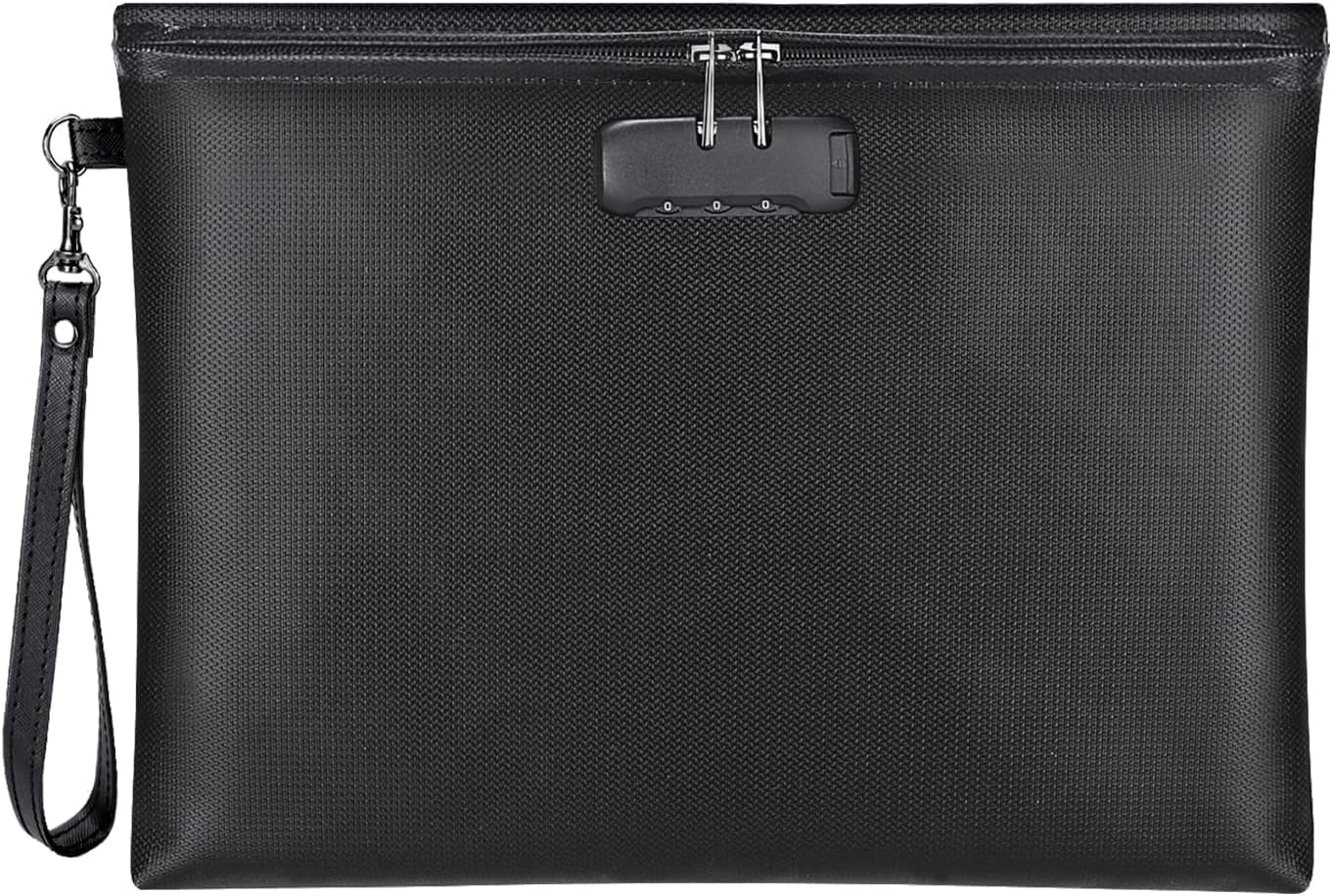 SKY-TOUCH Fireproof and Waterproof Document Bag (35 x 25 cm) – A Secure Storage Bag Featuring a Zipper Closure and Lock, Suitable for A4 Documents, Tablets, and Credit Cards Durable and Robust