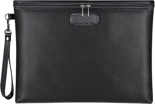 SKY-TOUCH Fireproof and Waterproof Document Bag (35 x 25 cm) – A Secure Storage Bag Featuring a Zipper Closure and Lock, Suitable for A4 Documents, Tablets, and Credit Cards Durable and Robust