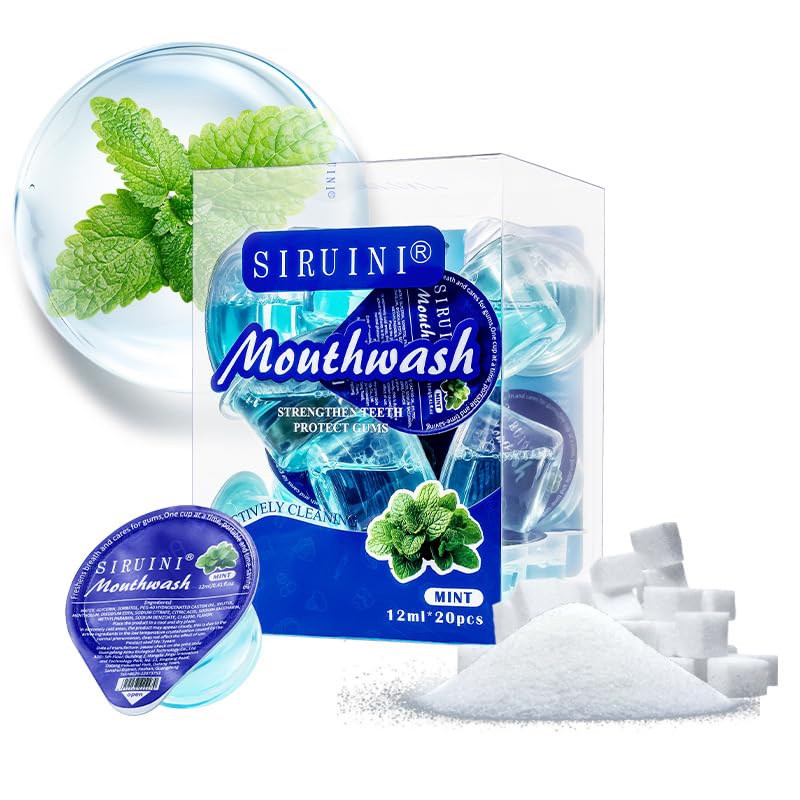SKY-TOUCH 20 PCS 12ml Fruit Mint Flavor Mouthwash Jelly Cups, Portable Travel Oral Care, Alcohol-Free, Fresh Breath, Convenient Individual Packs