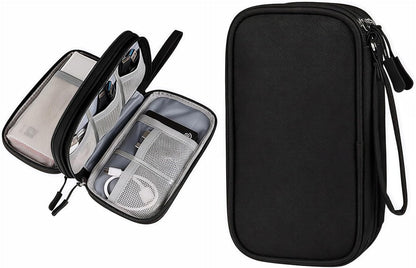 SKY-TOUCH Portable Waterproof Electronic Accessory Organizer Bag – Suitable for Cables, Chargers, Phones, Earphones, and More (Black)