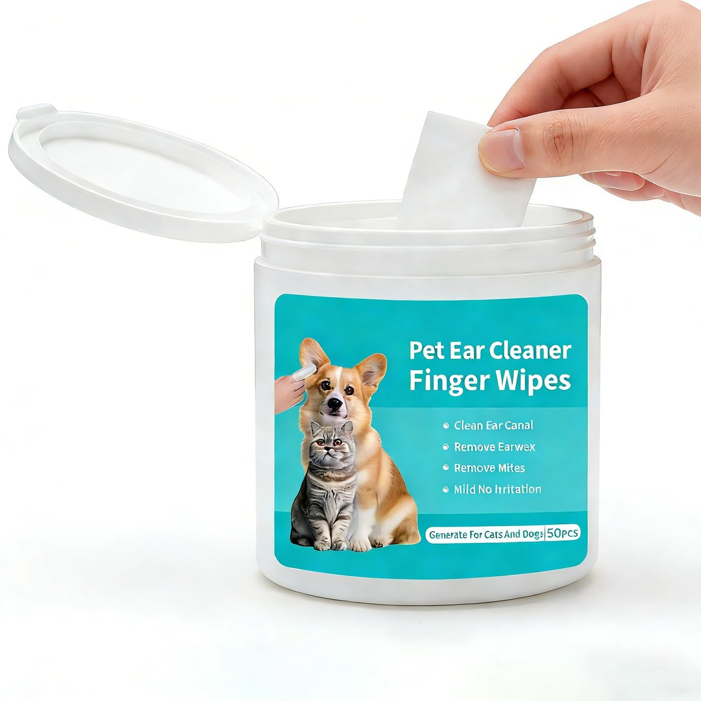 SKY-TOUCH Cat and Dog Ear Cleaning Wipes Disposable Pet Cleaning Wipes Gently Remove Odors Reduce Dirt and Earwax Buildup and Relieve Itching 50 PCS