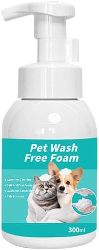 SKY-TOUCH Pet Waterless Shampoo Foam, 300 ml, No-Rinse Pet Cleaning Foam for Dogs & Cats, Dry Bath Foam for Daily Coat and Paw Cleaning
