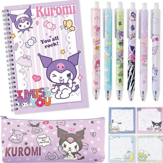 SKY-TOUCH Cute Kuromi School Supplies Stationery Gift Set, Including Gel Pens Notebook Pencil And Sticky Note for School Supplies Office Anime Gifts for Girls