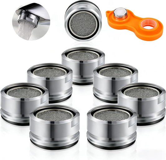 SKY-TOUCH 24mm Faucet Aerator, Anti-Splash Water Flow Regulator, Water-Saving Faucet Nozzle Replacement Part for Kitchen and Bathroom Sinks, Wrench Included, External Thread, 8 PCS