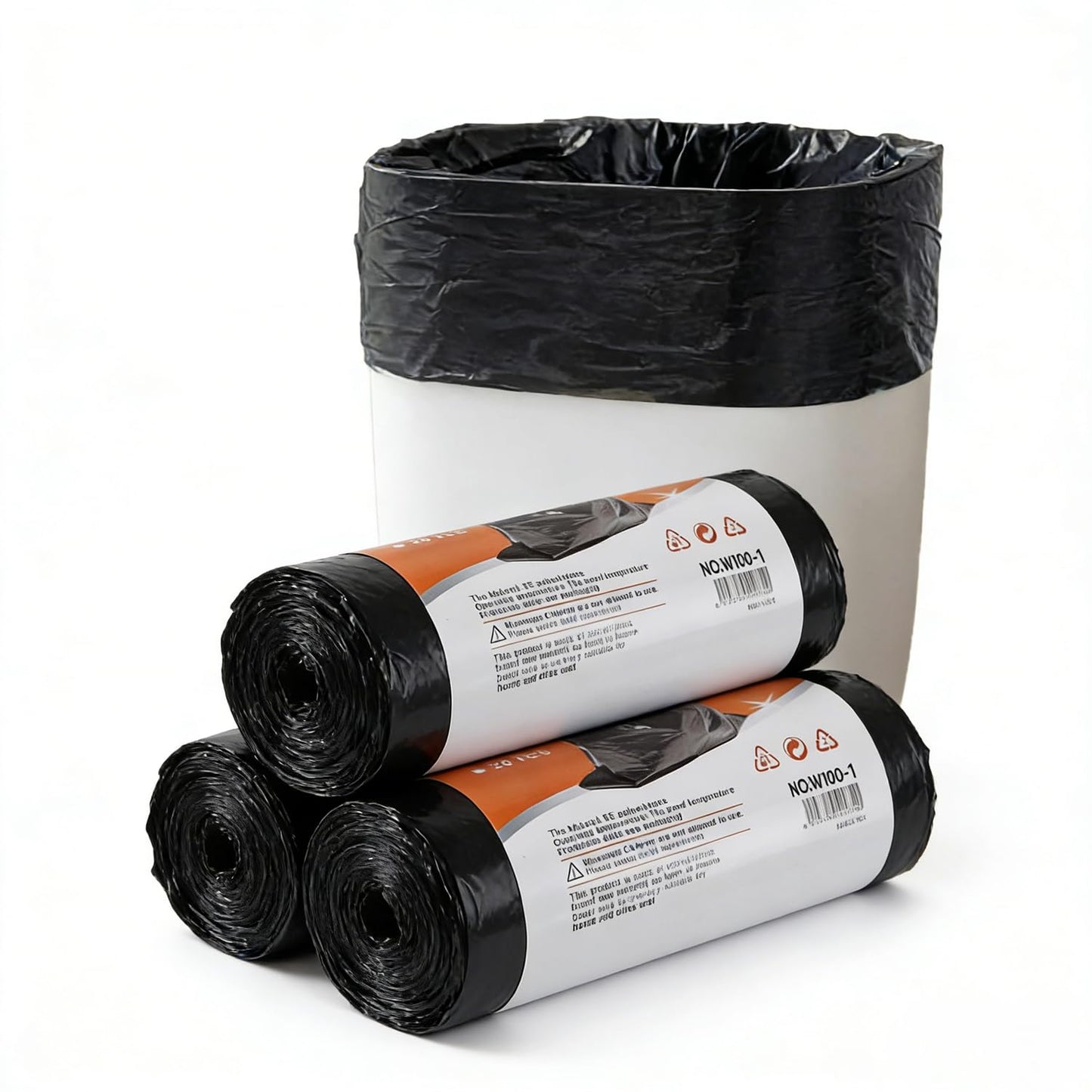 SKY-TOUCH 30-liter Garbage Bags, 3 Rolls Black Trash Bags, Trash Can Liners, Suitable for Bathroom, Bedroom, And Office Trash Cans, 50cm*60cm, 60 Pieces
