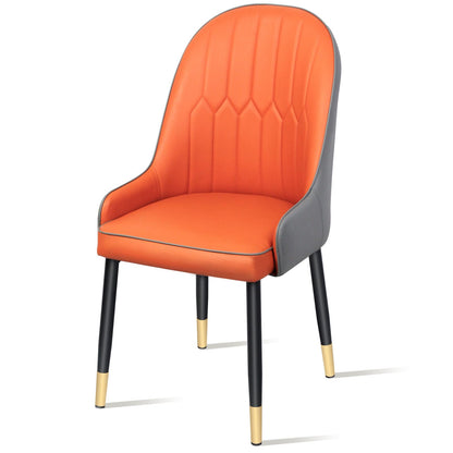 SKY-TOUCH Modern PU Leather Dining Chair, High Back with Soft Seat, Metal Side Legs, Orange, 45x43x90cm, Ideal for Kitchen, Dining Room, Living Room, and Vanity,1pcs