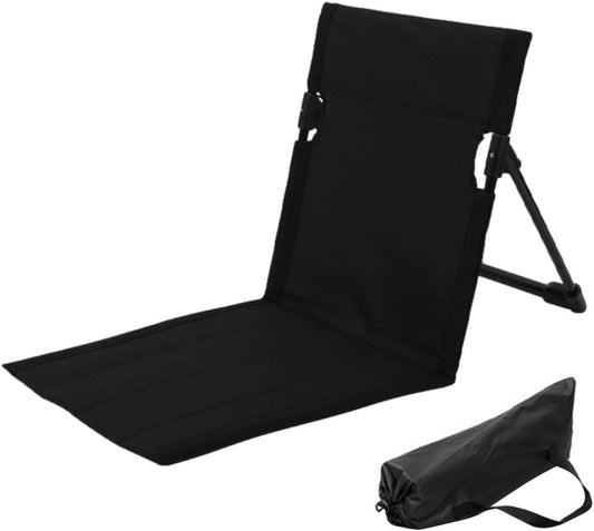 SKY-TOUCH Lightweight Camping Floor Chair, Adjustable Reclining Portable Lightweight Folding Beach Chair With Backrest, For Beach, Camping, Festivals And Outdoors, 40x40x40cm, Black