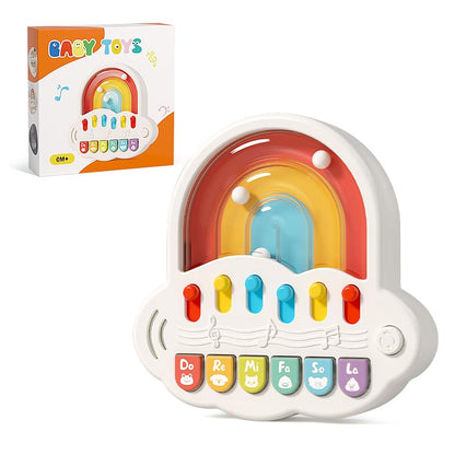 SKY-TOUCH 2 in 1 Baby Piano with Light Up Keyboard & Marble Game, 4 Modes Musical Learning for 12+ Months, Sensory Infant Gift for Boys & Girls