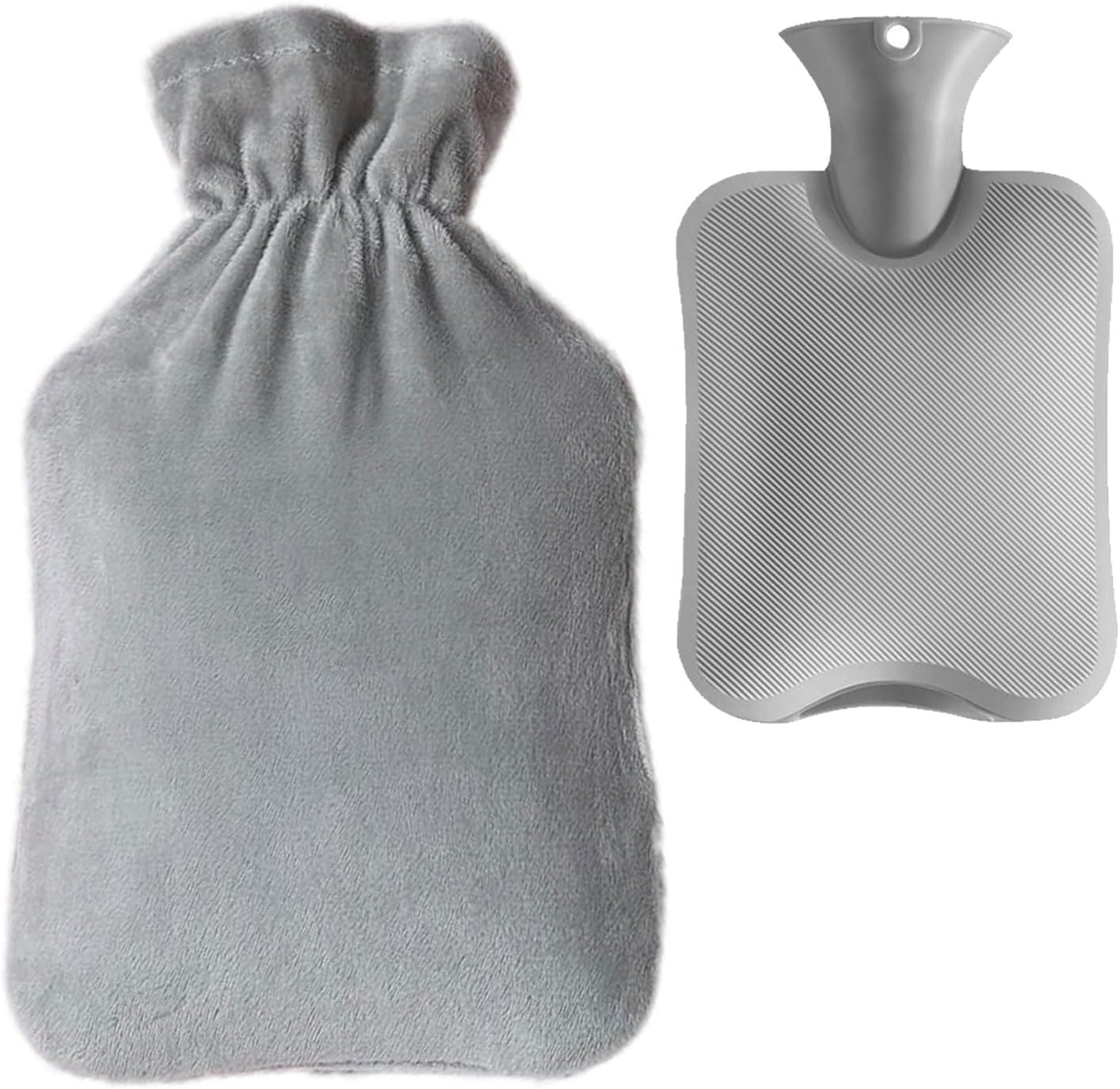 SKY-TOUCH Hot Water Bottle, Hot Water Bottle with Cover, 2L Large Capacity Hot Water Bag, Skin-Friendly Material and Long-Lasting Warmth Suitable for Children and Adults Bed Warmer Bag(Grey)