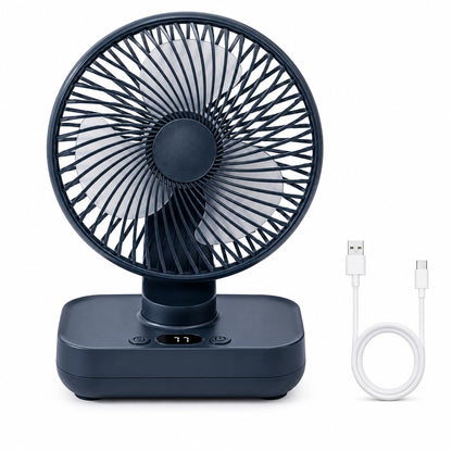 SKY-TOUCH Portable Desk Fan, Table Fan with Long Runtime, 4 Speed Quiet Personal Cooling Fan with Auto Oscillation & Adjustable Angle, USB Charging Fan for Bedroom Office Camping, 138×75×187mm, Blue