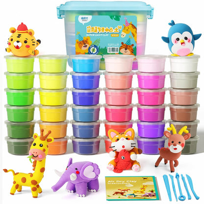 SKY-TOUCH 36-Color Non-Toxic Air-Dry Clay Set – A creative Modeling Clay Kit Featuring Soft, Lightweight Clay; Enjoy The Fun Of DIY Crafting