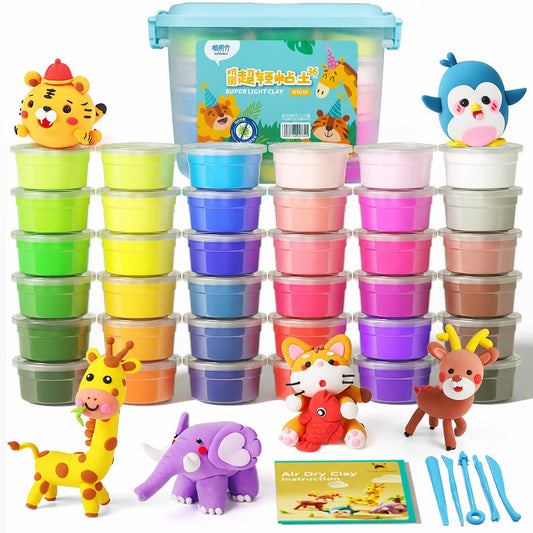 SKY-TOUCH 36-Color Non-Toxic Air-Dry Clay Set – A creative Modeling Clay Kit Featuring Soft, Lightweight Clay; Enjoy The Fun Of DIY Crafting