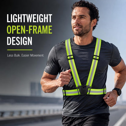 SKY-TOUCH Reflective Safety Harness/Elastic Safety Vest—Designed for Walking, Jogging, and Hhiking Lightweight Breathable and Adjustable Elastic Strap Width: 4 cm Reflective Strip Width: 1.5 cm Green