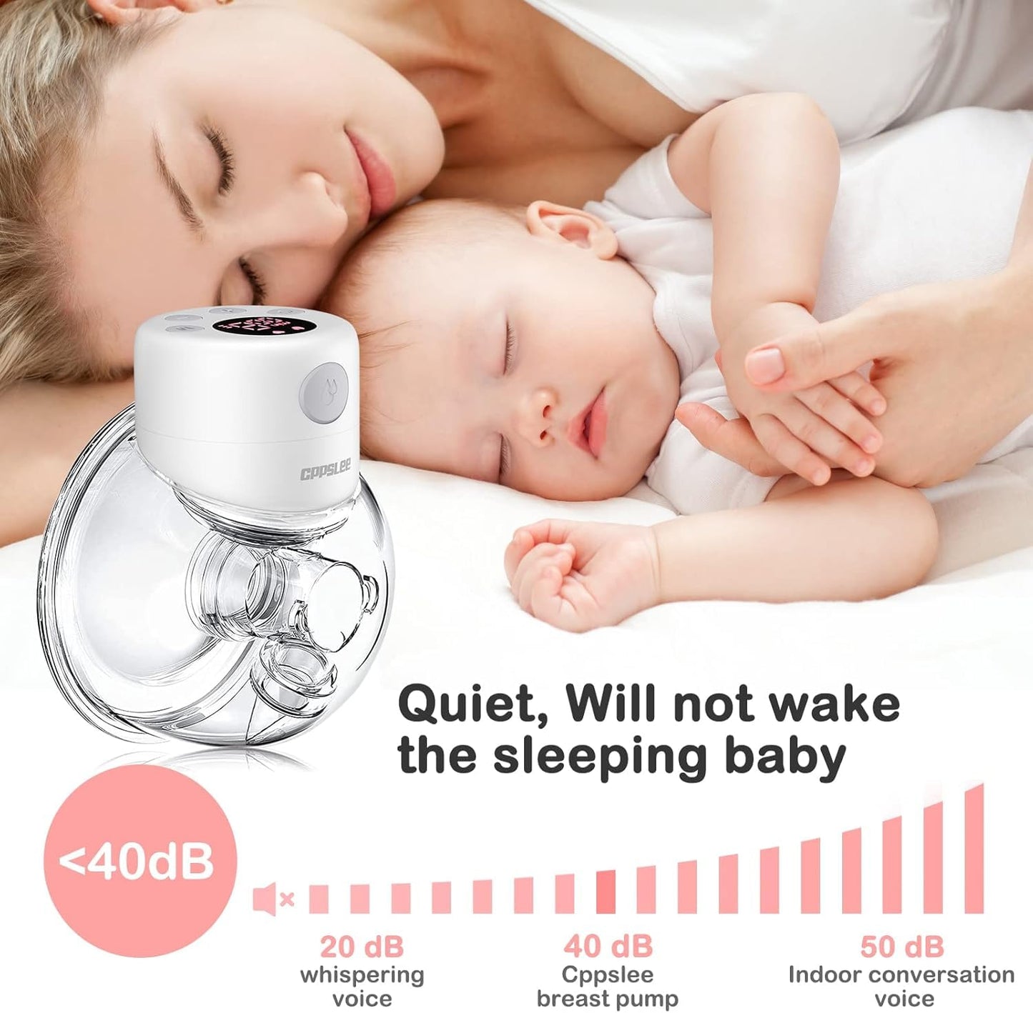 SKY-TOUCH Wearable Breast Pump, Hands Free Electric Pump, Portable Breast Pump with 2 Mode & 9 Levels, LCD Display, 24mm Flange, 1 Pack - White