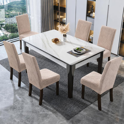 SKY-TOUCH 2 PCS Dining Chair Slipcovers, Stretch Dining Room Chair Covers, Removable Washable Chair Protectors, Dustproof Chair Covers for Home, Kitchen, Restaurant, Hotel (Sand)