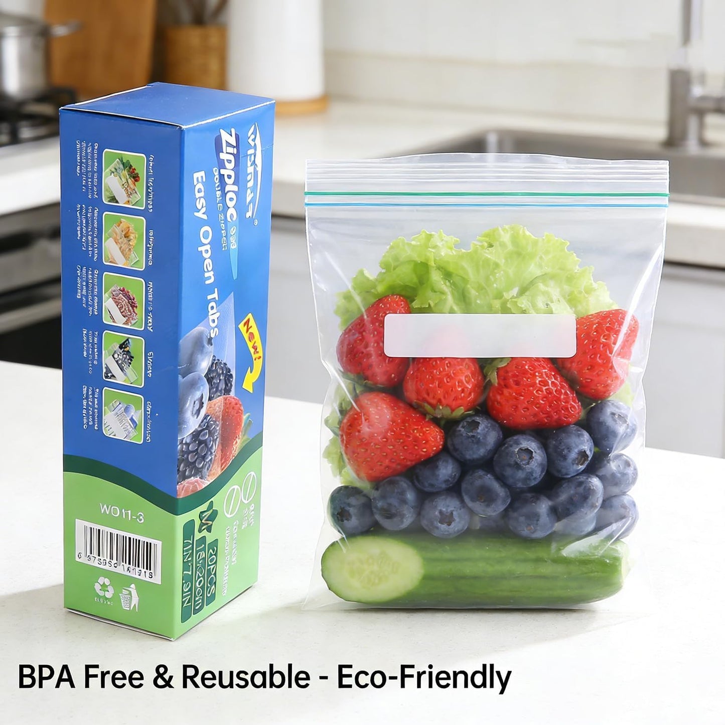 SKY-TOUCH 80 PCS Resealable Freezer Bags, Food Bags,BPA-free, Ddouble Zipper, 18cm x 20cm. Suitable for Sandwiches And Snacks, Double-sealed Vegetable Bags, Dishwasher Safe