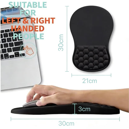 SKY-TOUCH Memory Foam Ergonomic Mouse Pad with Wrist Rest – Bump Massage Design, Non-Slip PU Base, Soft and Comfortable for Wrist Pain Relief, Durable, for Wireless Mouse & Desk (310x210x30mm, Black)
