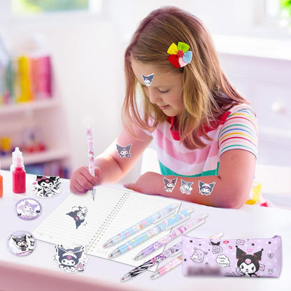 SKY-TOUCH Cute Kuromi School Supplies Stationery Gift Set, Including Gel Pens Notebook Pencil And Sticky Note for School Supplies Office Anime Gifts for Girls
