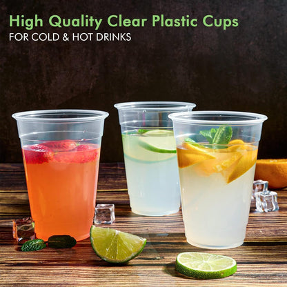 Sky-Touch 360ml Clear Plastic Cups - 100pcs Cold Party Drinking Cups Suitable for Iced Coffee, Smoothies, Milkshakes, and Other Cold Drinks - Transparent